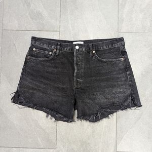 Agolde Parker long black denim short